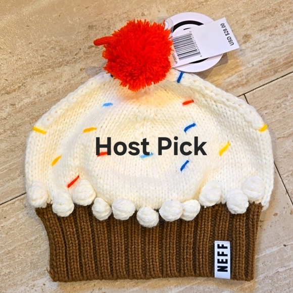 NWT Neff Knit Vanilla Sprinkle Cupcake Beanie - Picture 1 of 8